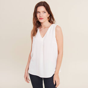 Blouse sans manches ecru femme