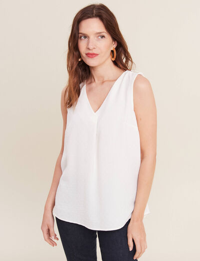 Blouse sans manches ecru femme