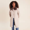 Gilet droit long col chemise beige femme