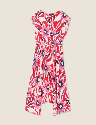 Robe midi évasée fluide rouge femme