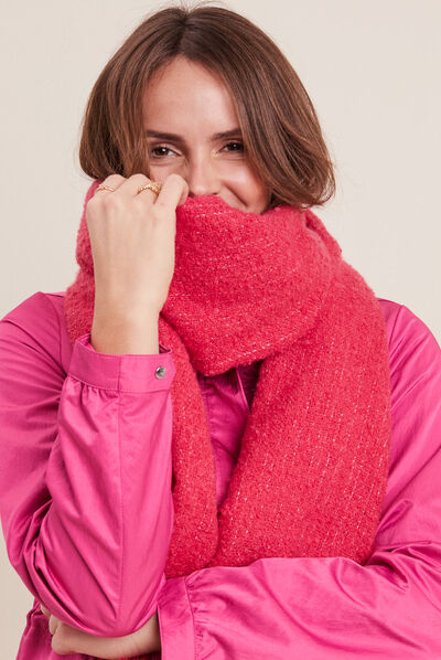 Écharpe à franges rose cerise femme