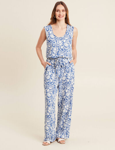 Combinaison pantalon droite bleu femme