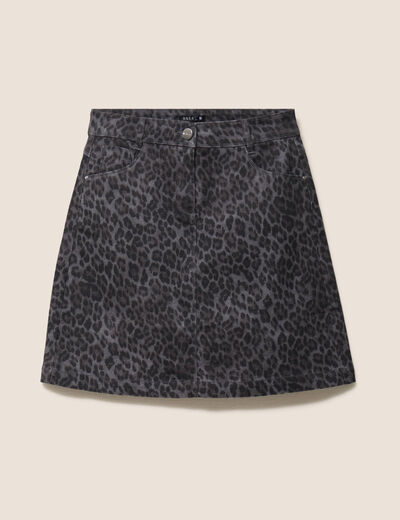 Jupe trap&egrave;ze courte gris ardoise femme