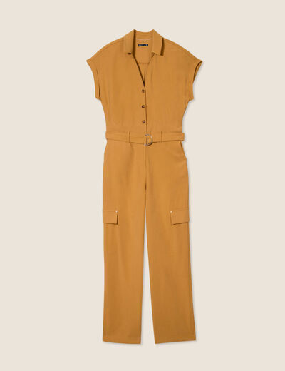 Combinaison pantalon fluide camel femme