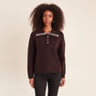 Pull droit manches longues marron fonc&eacute; femme