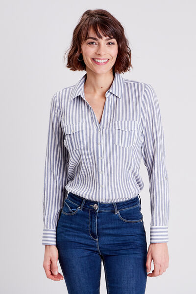 Chemise manches longues ecru femme