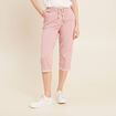Pantacourt large taille haute rose pastel femme