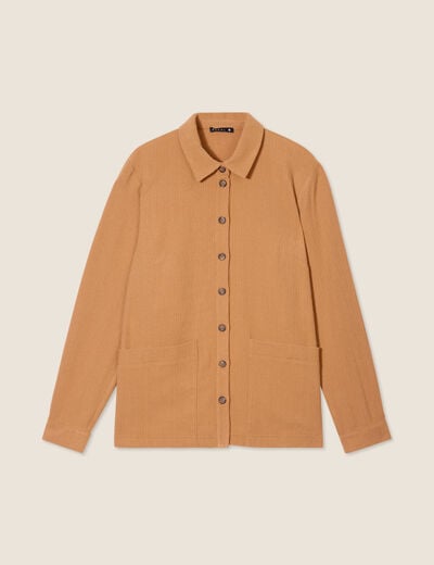 Surchemise manches longues camel femme