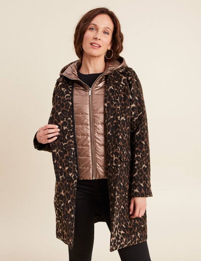 Manteau 2 en 1 droit doubl&eacute; creme femme