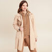 Trench ceinturé à capuche beige femme