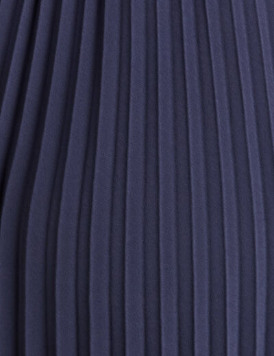 Robe longue évasée à volants bleu marine femme
