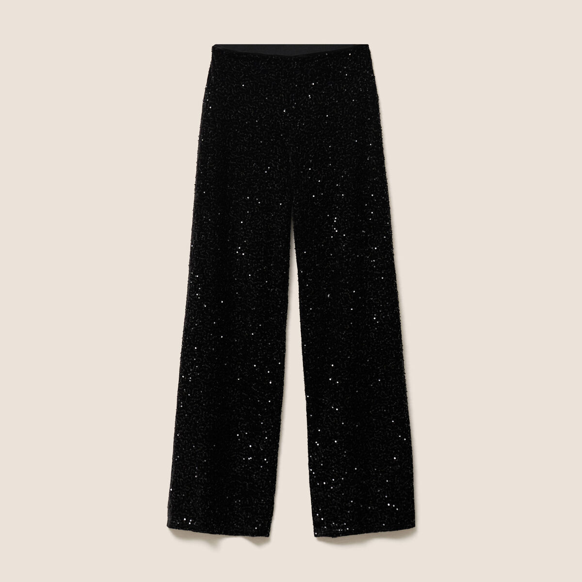 Pantalon &agrave; sequins noir femme