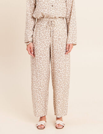 Pantalon coupe barrel taille haute blanc femme