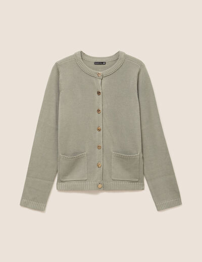 Gilet droit long &agrave; manches longues vert clair femme