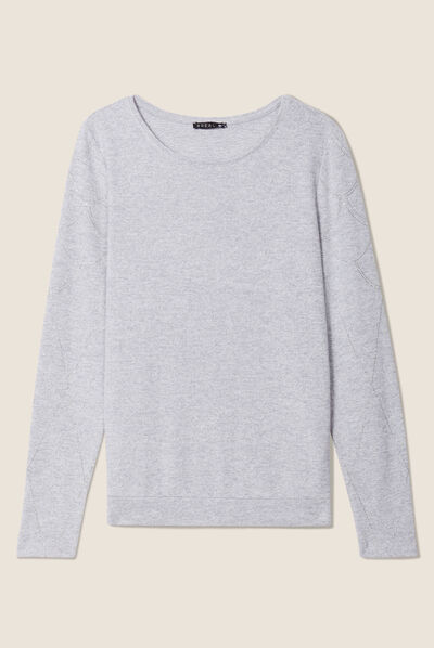 T-shirt manches longues gris clair femme