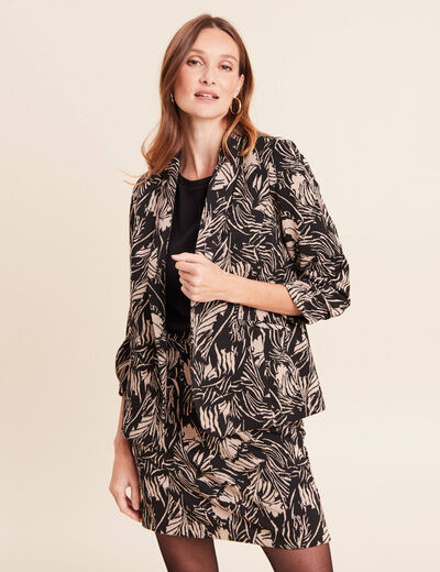 Veste cintr&eacute;e manches longues doubl&eacute;e noir femme
