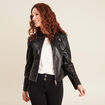 Blouson simili cuir noir femme