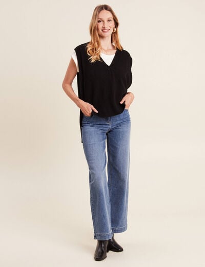 Pull sans manches noir femme