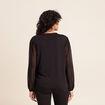 T-shirt col v manches longues noir femme