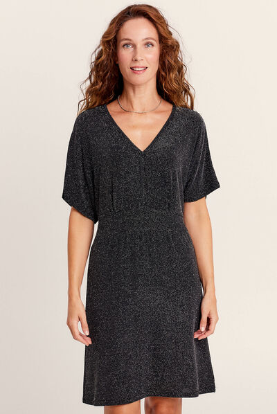 Robe droite à paillettes noir femme