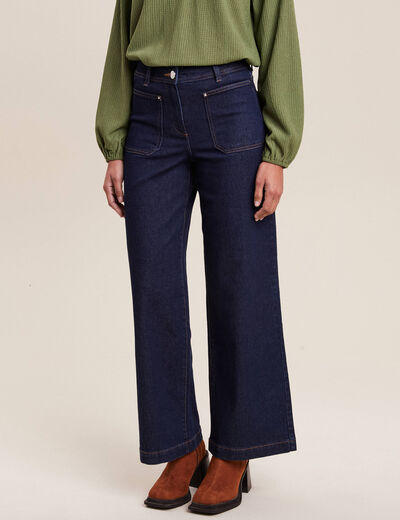 Jean large taille haute denim brut femme