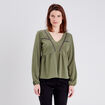 T-shirt manches longues vert kaki femme