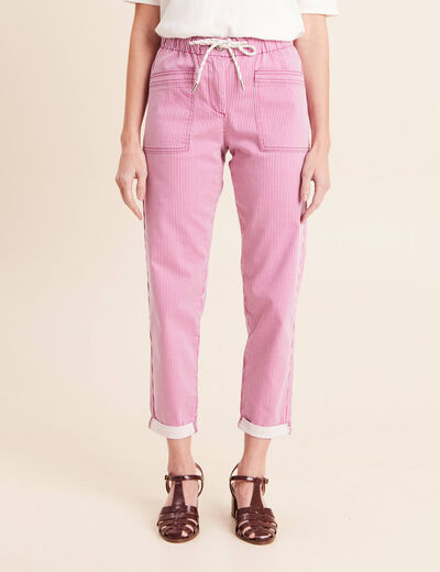 Pantalon coupe mom 7/8&egrave;me rose femme