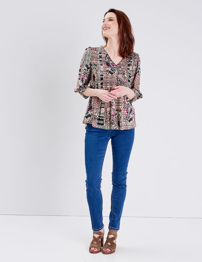 Blouse manches 3/4 creme femme