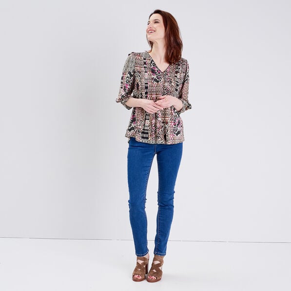 blouse manches 34 creme femme Blouse manches 3/4 creme femme