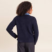 Veste col chemise manches longues bleu fonc&eacute; femme