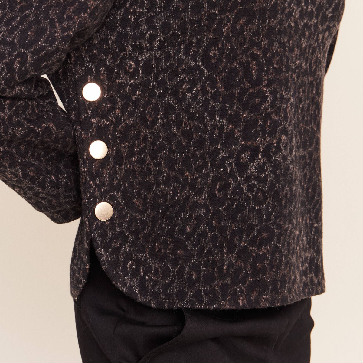 Pull col rond manches longues marron femme