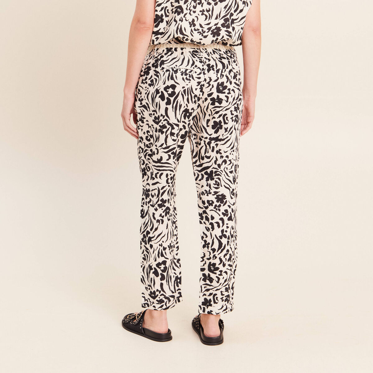 Pantalon coupe chino en lin blanc femme