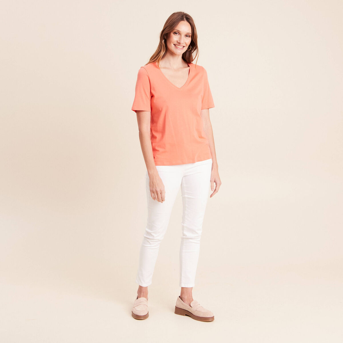 T-shirt manches courtes orange fluo femme