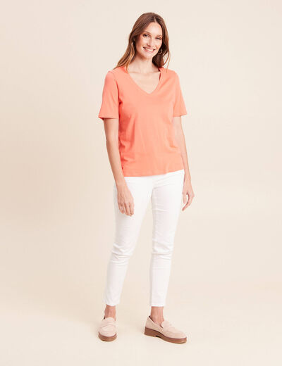 T-shirt manches courtes orange fluo femme