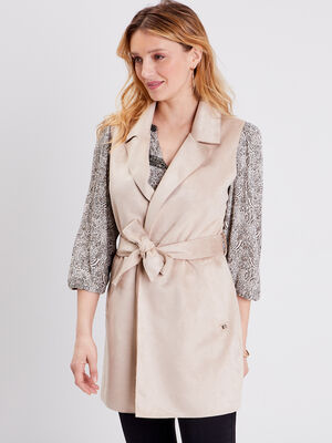 Trench droit sans manches sable femme