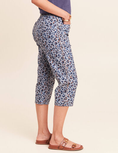 Pantacourt r&eacute;versible boyfriend bleu femme