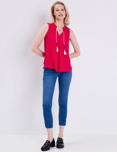 Jean ajusté 7/8ème denim double stone femme