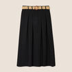 Jupe longue évasée ceinturée noir femme