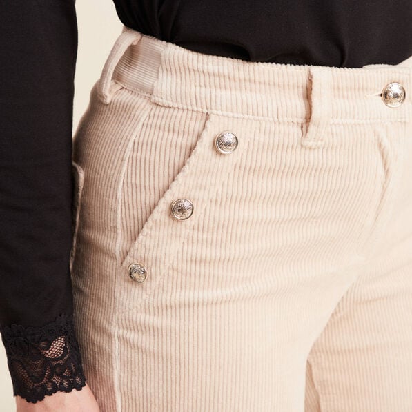 pantalon large velours cotele sable femme Pantalon large velours côtelé sable femme