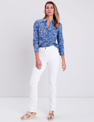 Chemise manches longues bleu femme