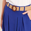 Jupe longue &eacute;vas&eacute;e ceintur&eacute;e bleu fonc&eacute; femme