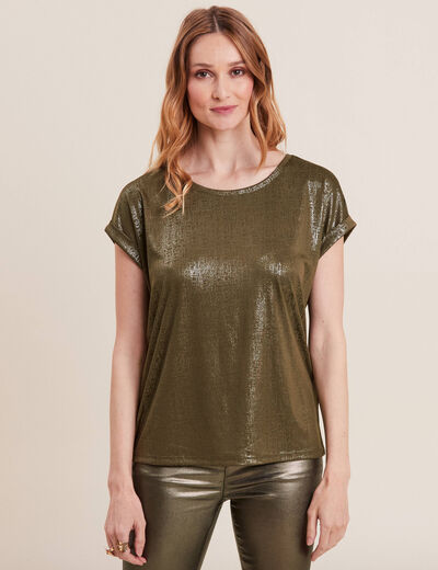 T-shirt manches courtes vert olive femme