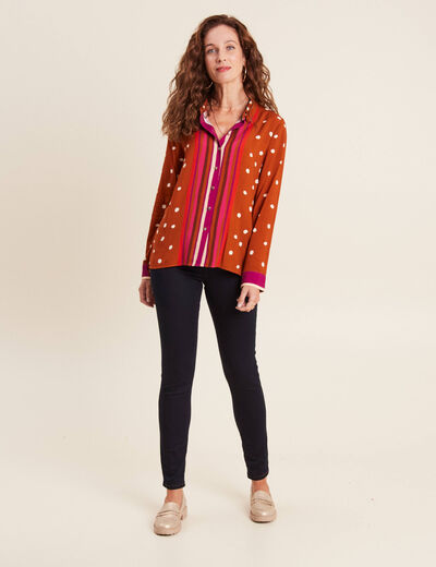 Chemise manches longues marron cognac femme