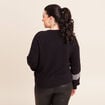 Pull col bateau manches longues noir femme