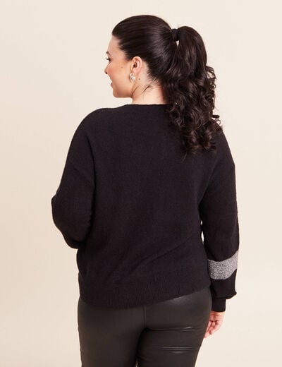 Pull col bateau manches longues noir femme