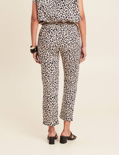 Pantalon coupe chino en lin sable femme