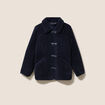 Manteau droit effet mouton bleu fonc&eacute; femme