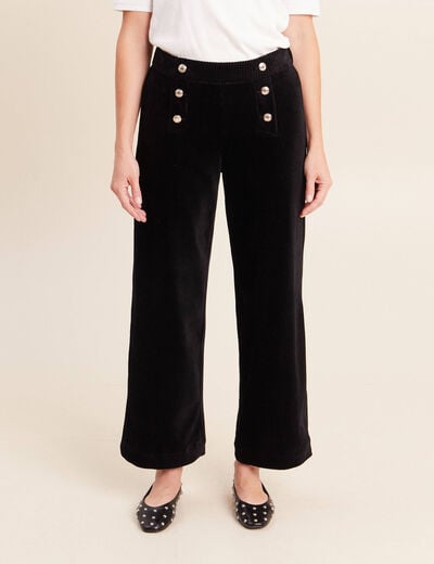 Pantalon loose en velours noir femme