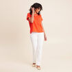 T-shirt col rond manches courtes poches orange fonc&eacute; femme