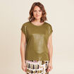 T-shirt manches courtes vert kaki femme